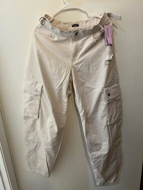 Women Cargo Pants in Cream - Relaxed Utility Style